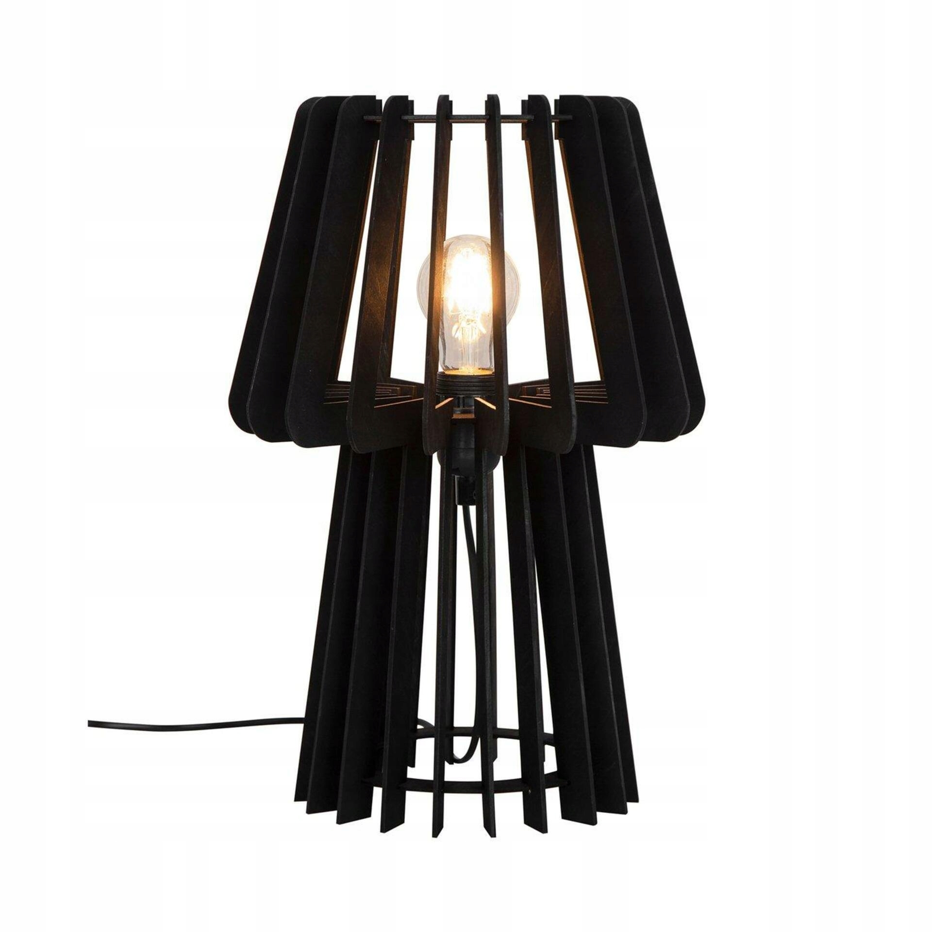 Nordlux Groa stolná lampa čierna, drevo, E27, 40W, 40 cm, design Škandinávia