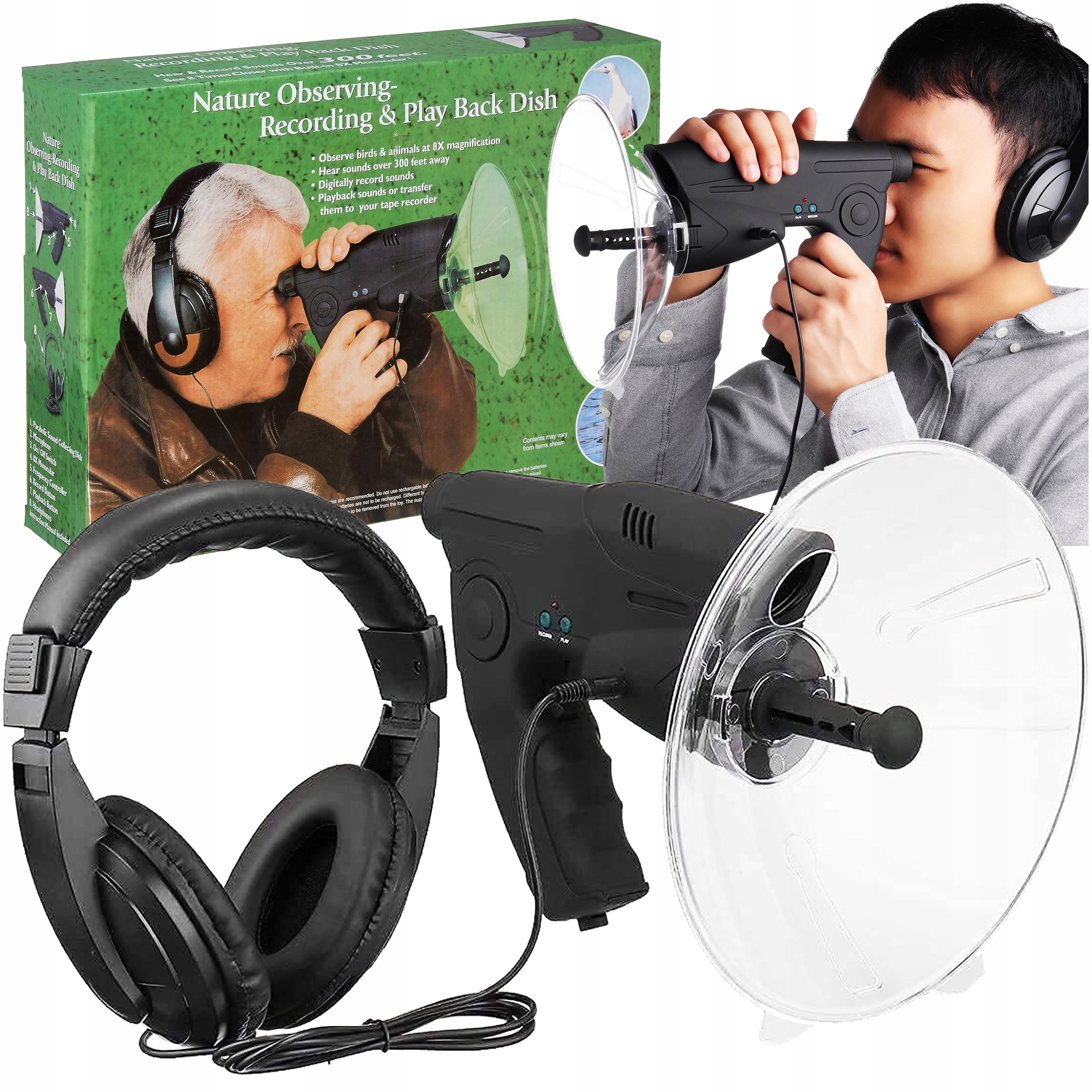 Mikrofon Kierunkowy Teleskop 8x Do Obserwacji Lornetka Nagrywanie 125M