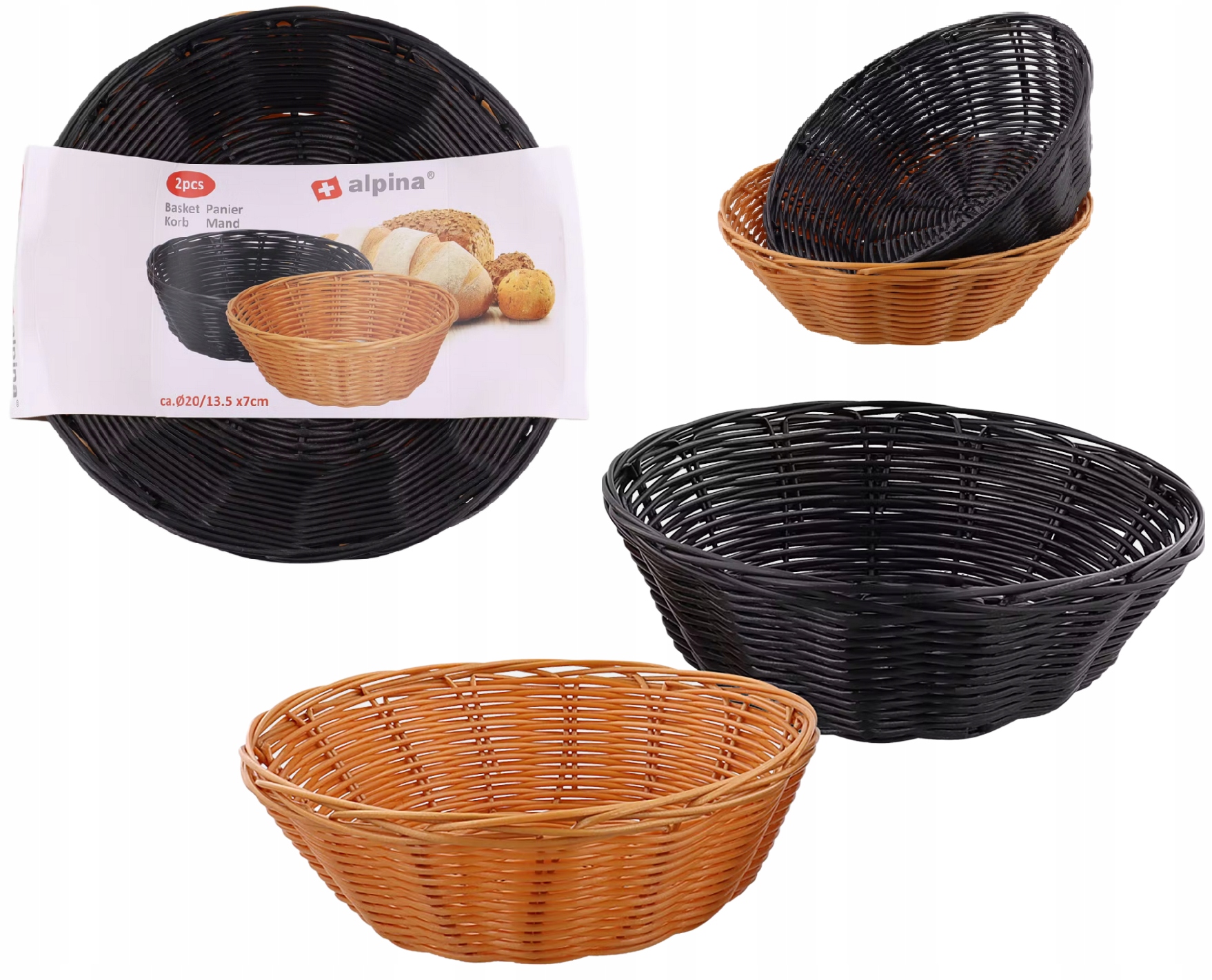 KOSZYK KOSZYCZEK NA PIECZYWO CHLEB BUŁKI 2 SZTUKI