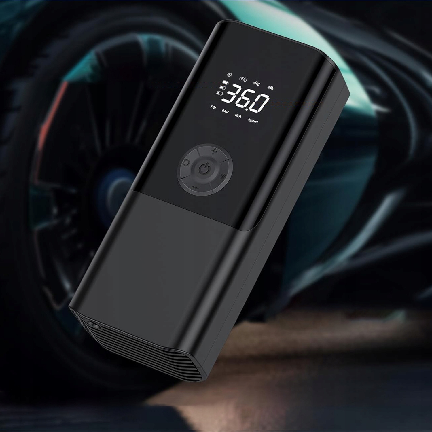 KOMPRESOR SAMOCHODOWY ELEKTRYCZNA POMPKA BEZPRZEWODOWA ROWER LCD POWERBANK Marka bez marki