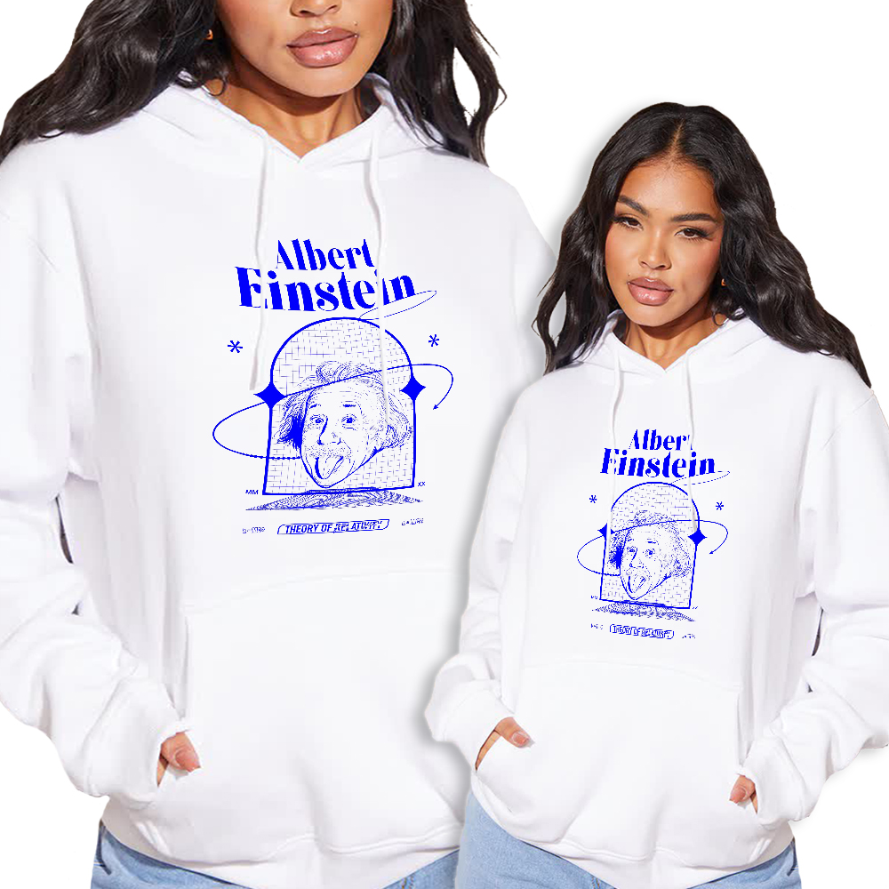 Mikina Bílá S Kapucí Albert Einstein Wz S