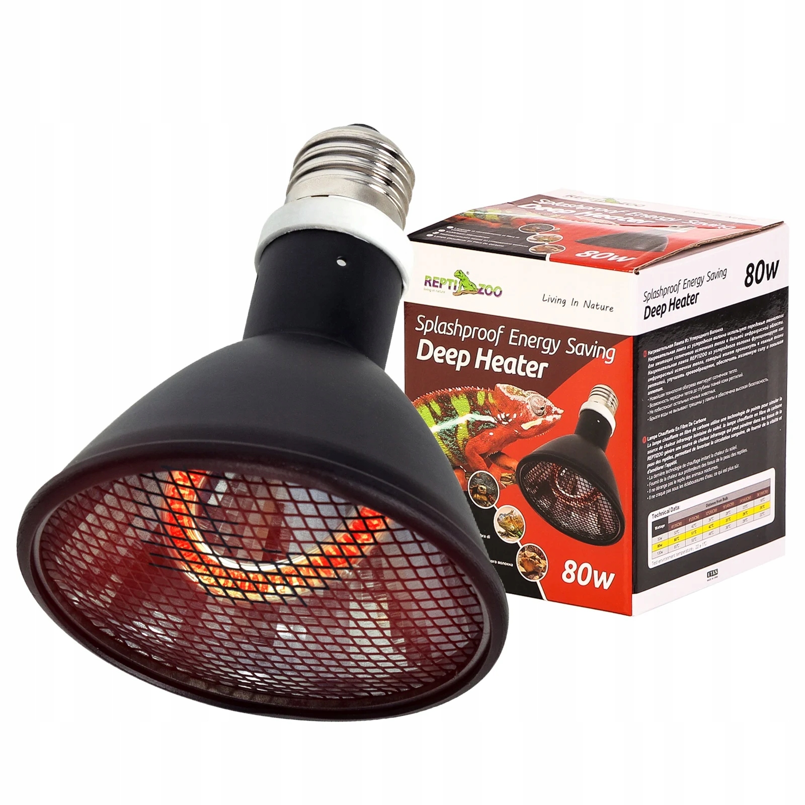 Tepelný Infračervený Zářič Lampa Do Terária Plazi Ptáci 80W