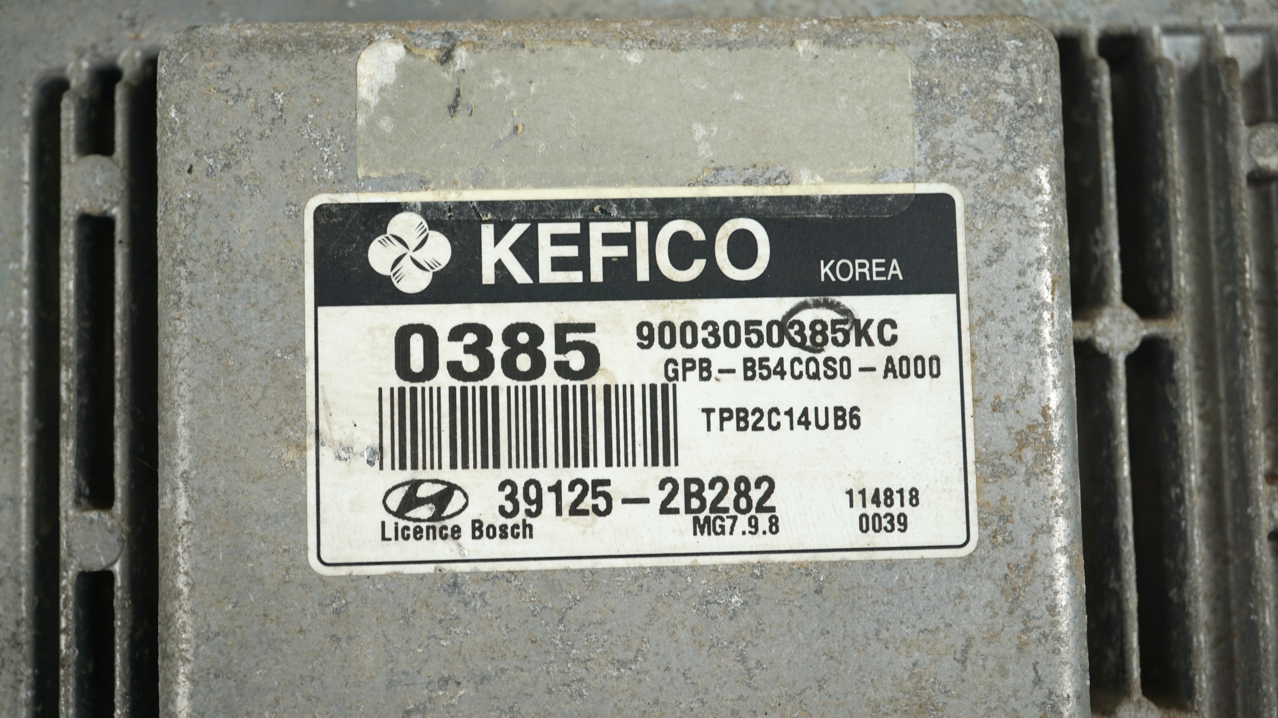 computer HYUNDAI I20 e 1.2 16V 39125-2B282 9003050385KC GPB-B54CQS0-A000