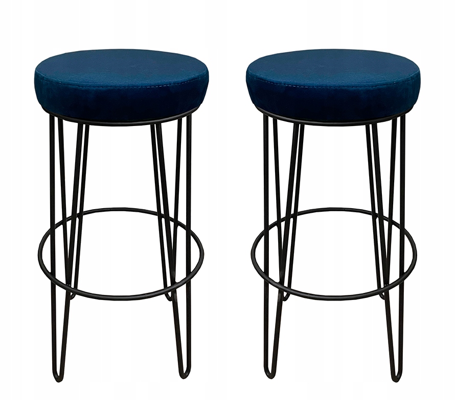 

2x Hoker niski taboret barowy 66 cm granatowy 4P