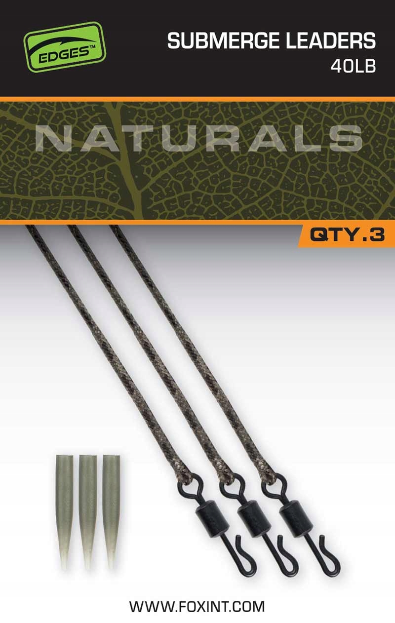 Fox Naturals Submerged Leaders 40lb x 3 gotowe leadery