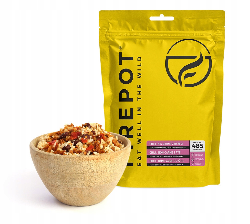 Firepot Chilli non Carne z ryżem Reg 535g/485 kcal pyszny wegetariański