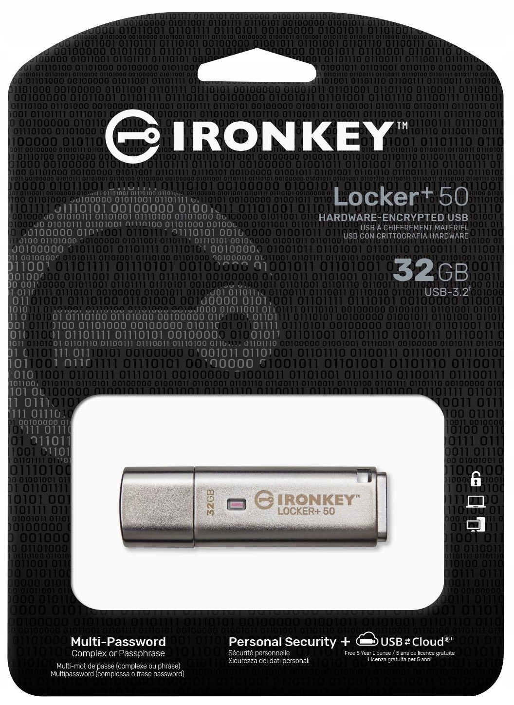 Szyfrowany Pendrive KINGSTON IRONKEY Locker+ 50 32GB USB 3.2 Stan opakowania oryginalne
