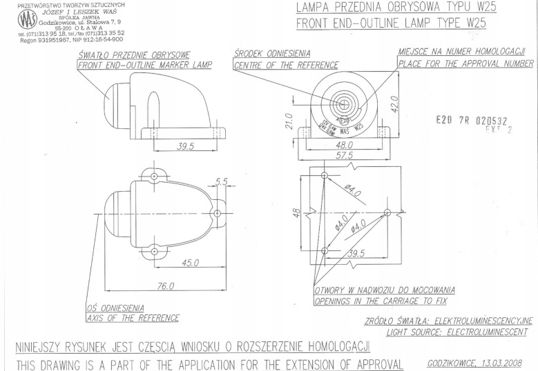 LAMPA OBRYSOWA PRZEDNIA OBRYSÓWKA LED DACHOWA WAŚ Informacje dodatkowe żarówki w zestawie