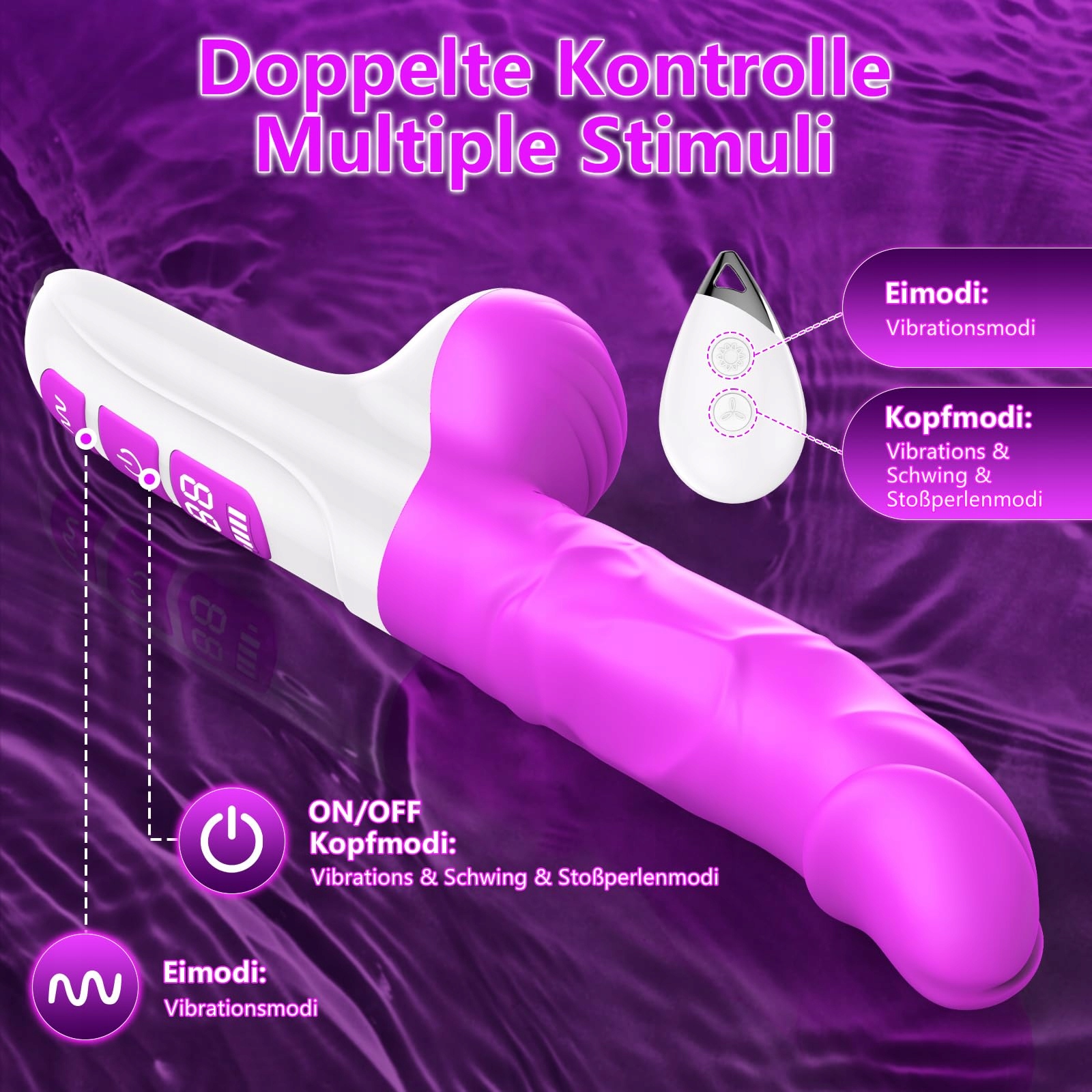 HIVEFUN Wibrator Dildo Zestaw dla Kobiet, Klitoris G-Punkt, 7 Wibracji — miniatura 6