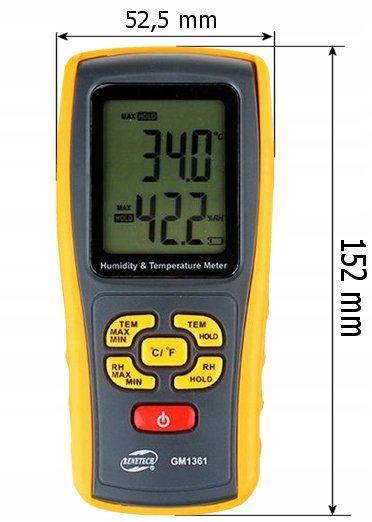 TERMO-HIGROMETR WILGOTNOŚCIOMIERZ MIERNIK WILGOTNOŚCI TEMPERATURY POWIETRZA Model GM1361