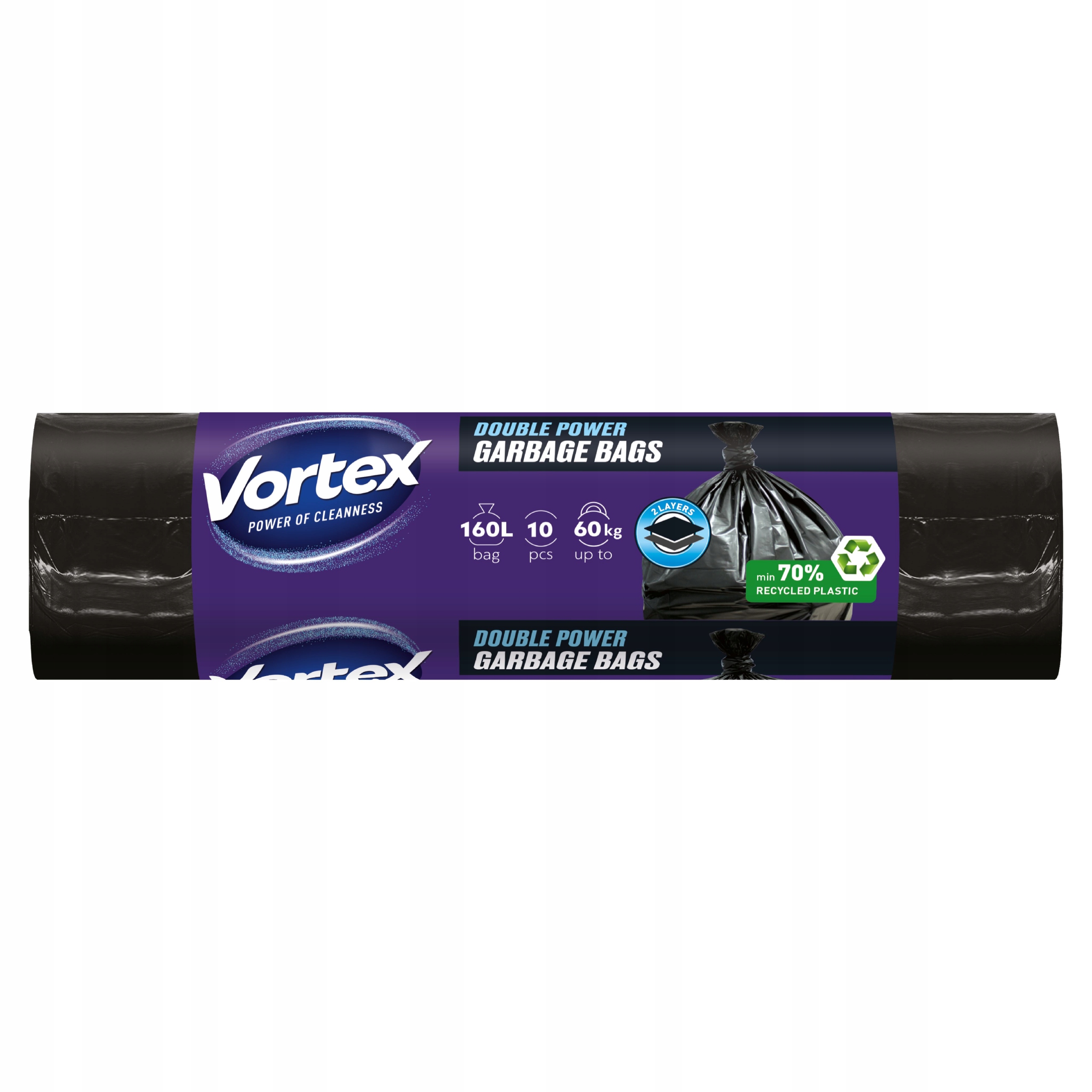 Sáčky Na Odpadky Silné 160L Dvouvrstvé Odolné Černé Vortex 10x10 ks