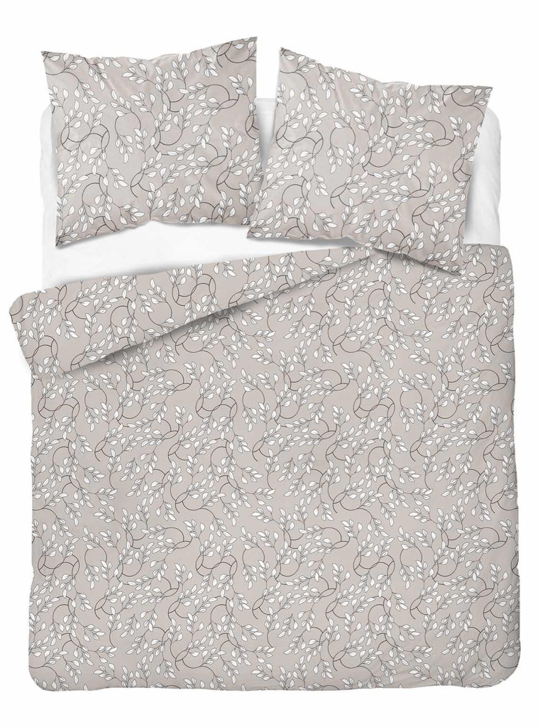 Pościel bawełna satynowa 160x200 Home Satin Liście Listki Beżowy