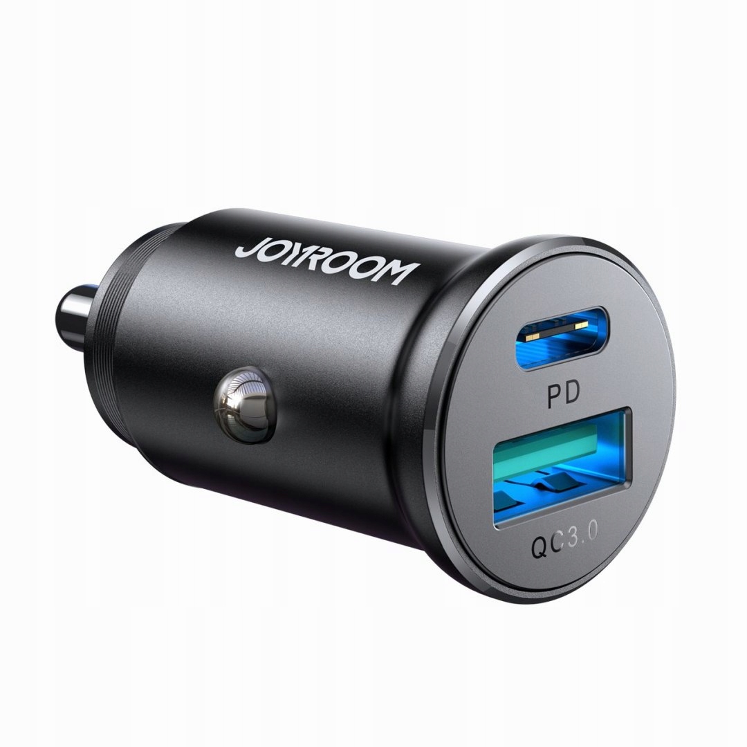 Mini ładowarka samochodowa 30W Usb-a QC3.0 Usb-c Pd czarna