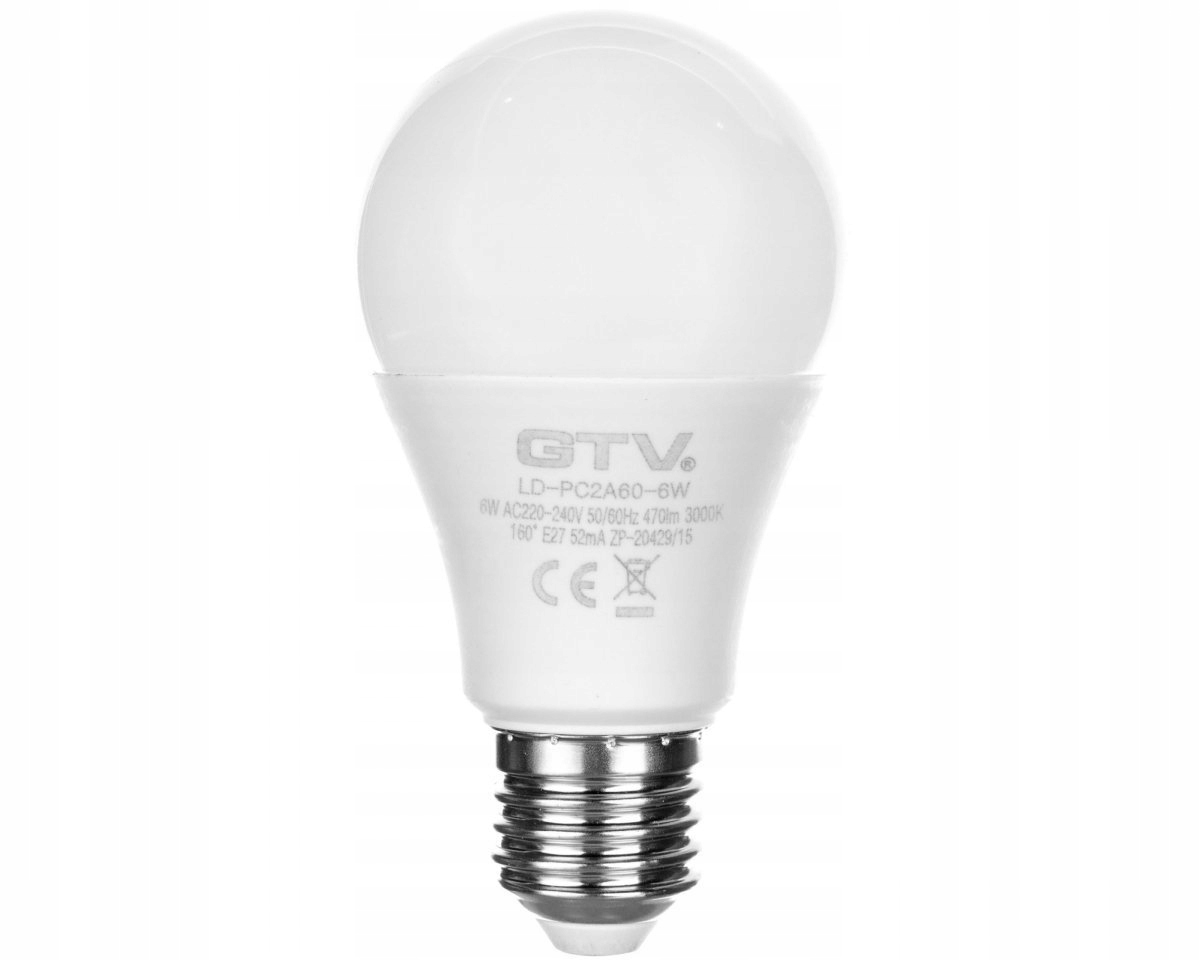 

Żarówka Led E27 6W A60 470lm 3000K