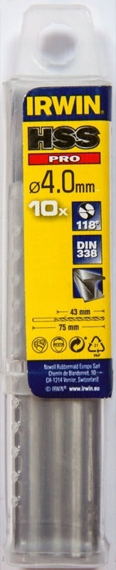 

Wiertło do metalu 4 mm 10szt HSS-Pro Din 338 Irwin