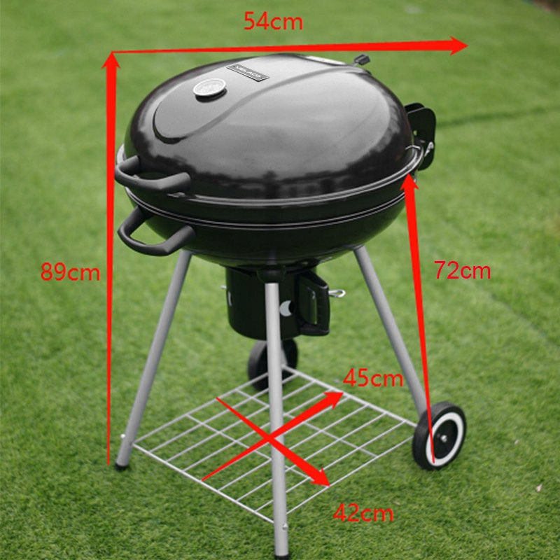 GRILL OGRODOWY WĘGLOWY Z POKRYWĄ OKRĄGŁY VL04 CZARNY Materiał stal