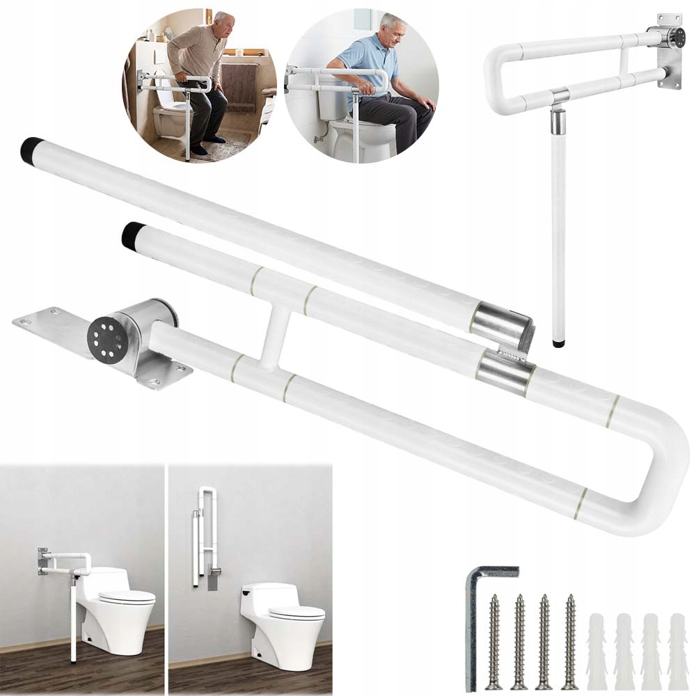 Uchwyt Dla Niepełnosprawnych Uchylny Z Nogą Fi Biała Nośność 150-200 Kg