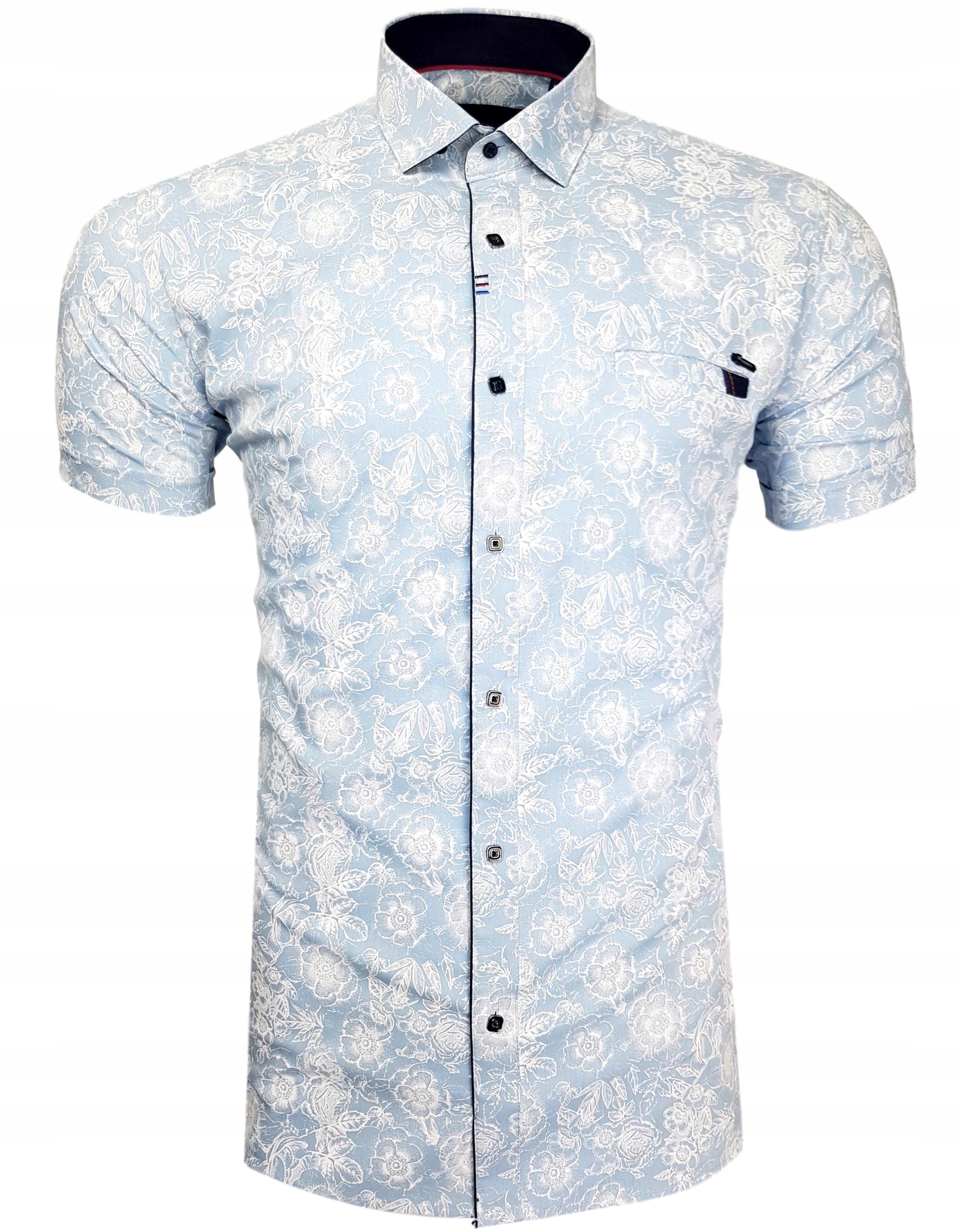 

Koszula Krótki Rękaw Slim Fit N118 Wzorki r. XXL
