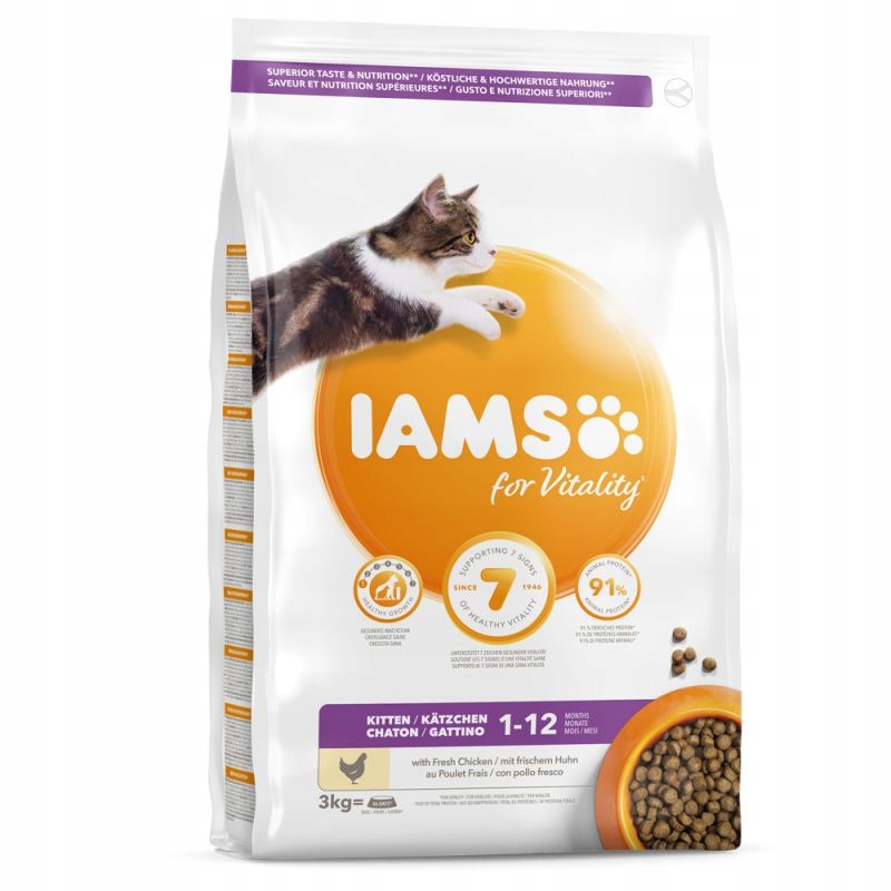 Levně Iams for Vitality Kitten krmivo s čerstvým kuřetem pro koťata 3 kg