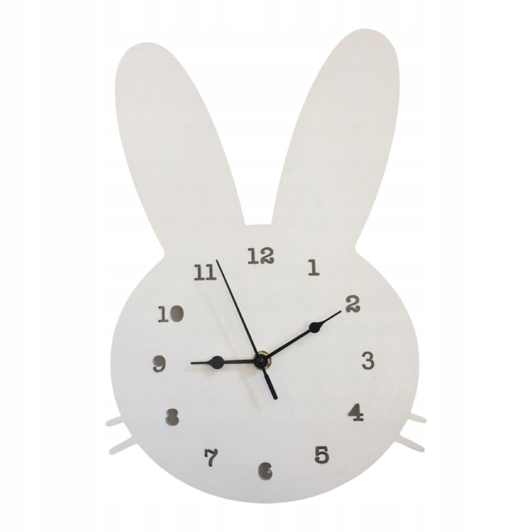 Zegar na ścianę do pokoju dziecka biały królik