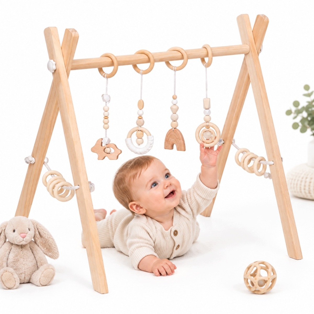 Stojak Edukacyjny Dla Niemowlaka Chłopca Drewniany Baby Gym