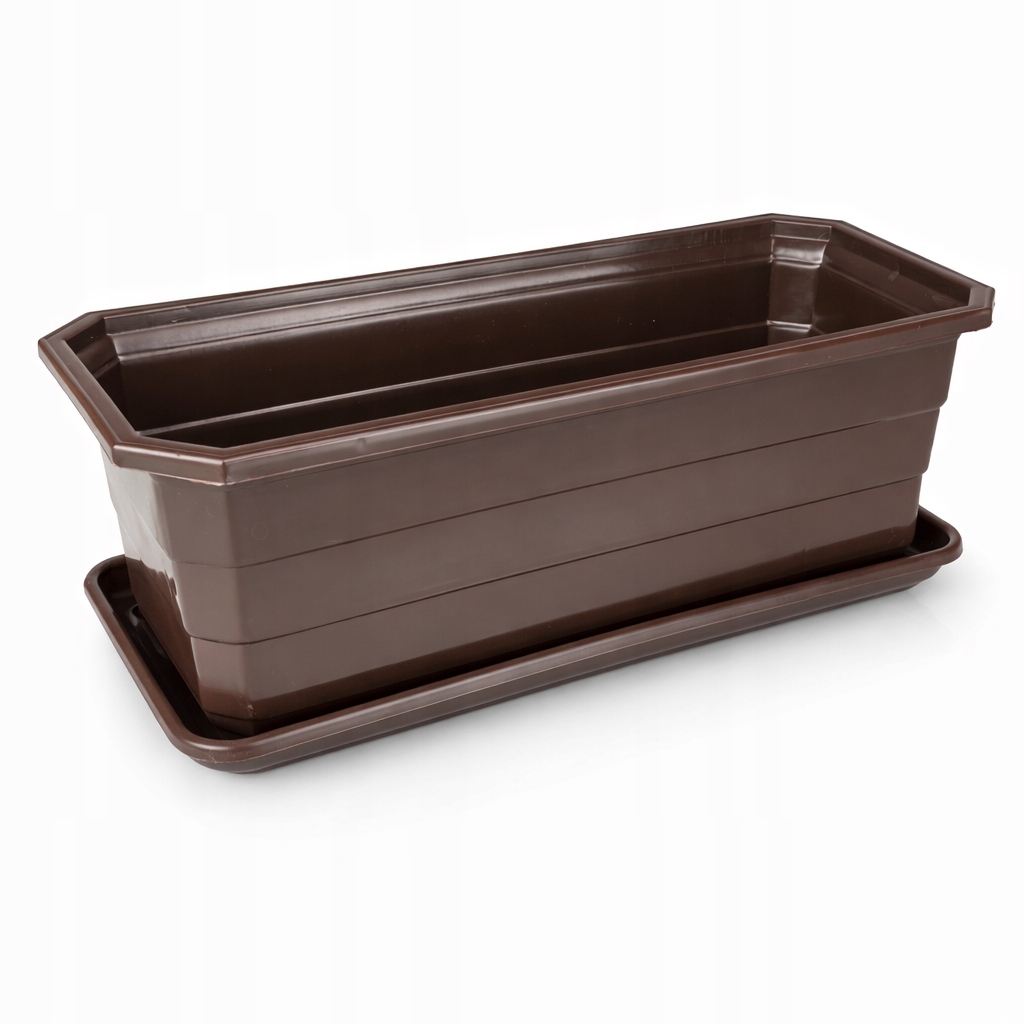DONICZKA BALKONOWA + PODSTAWKA, Skrzynka na kwiaty 40x16,5 cm, BRĄZOWY