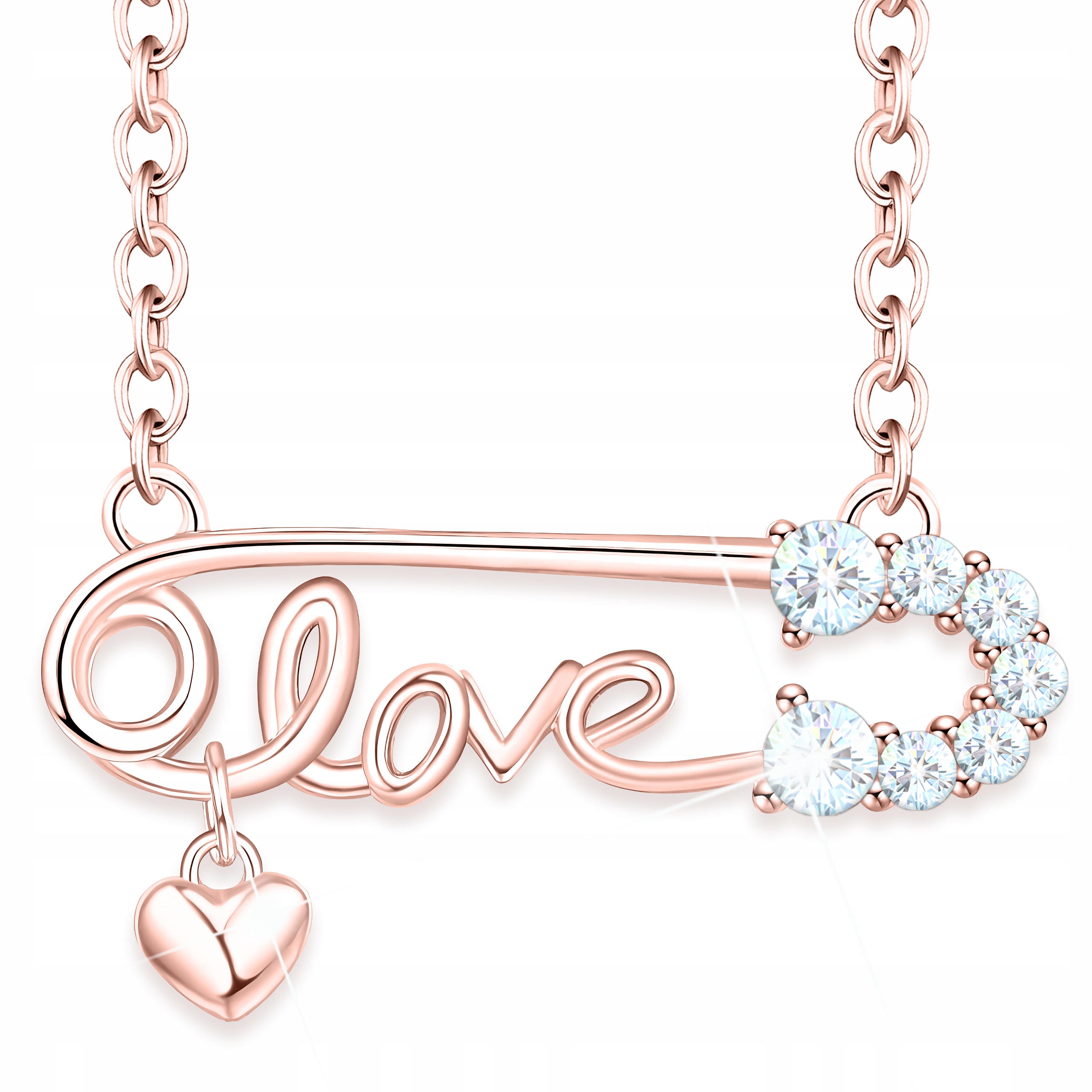 Pozlacený náhrdelník s nápisem Láska Srdce Miluji tě s zirkony Stříbro 925