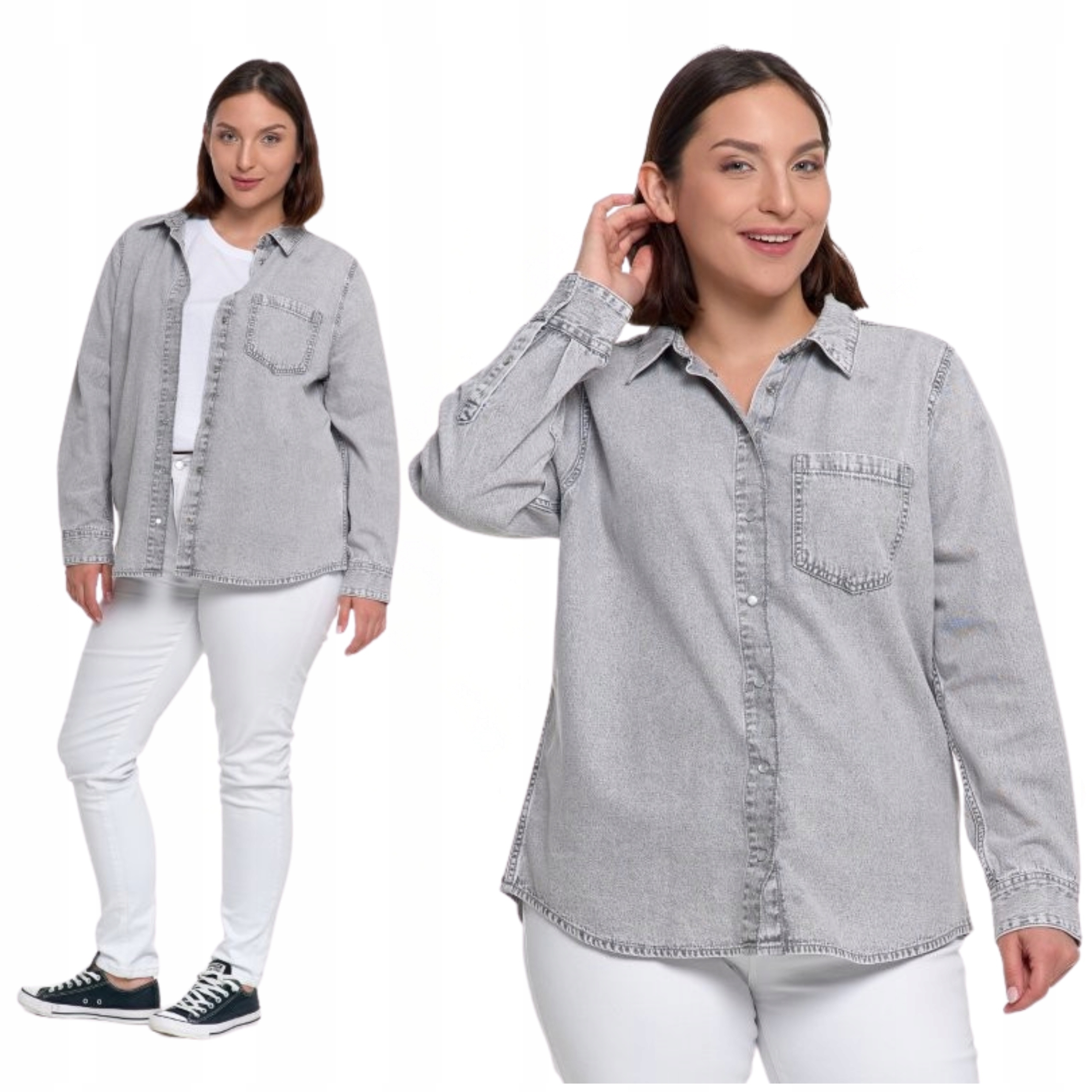 Volná dámská džínová košile rozepínací Módní 100% Bavlna Klasika Moraj S