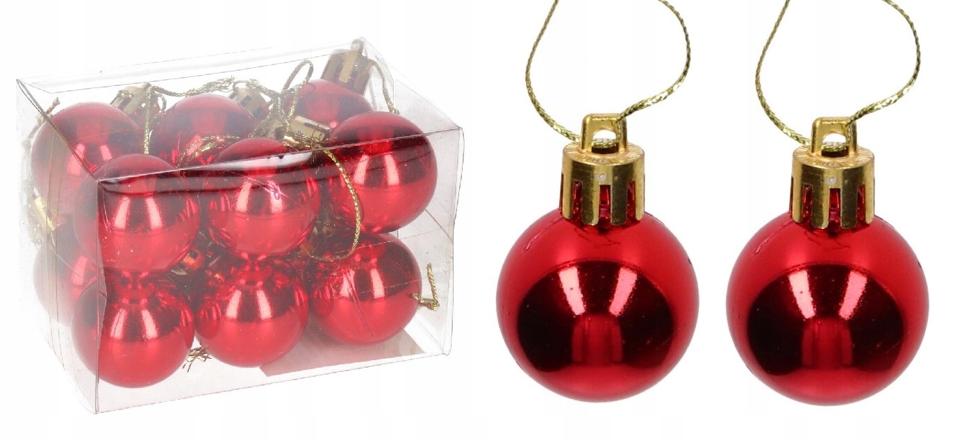 BOMBKI PLASTIKOWE NA CHOINKĘ STROIK 12SZT 3CM