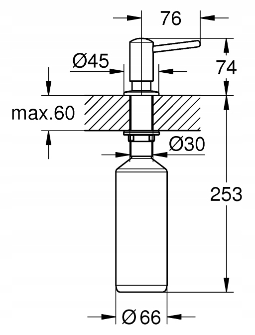 DOZOWNIK DO MYDŁA STAL NIERDZEWNA GROHE CONTEMPORA Pojemność pojemnika 400 ml