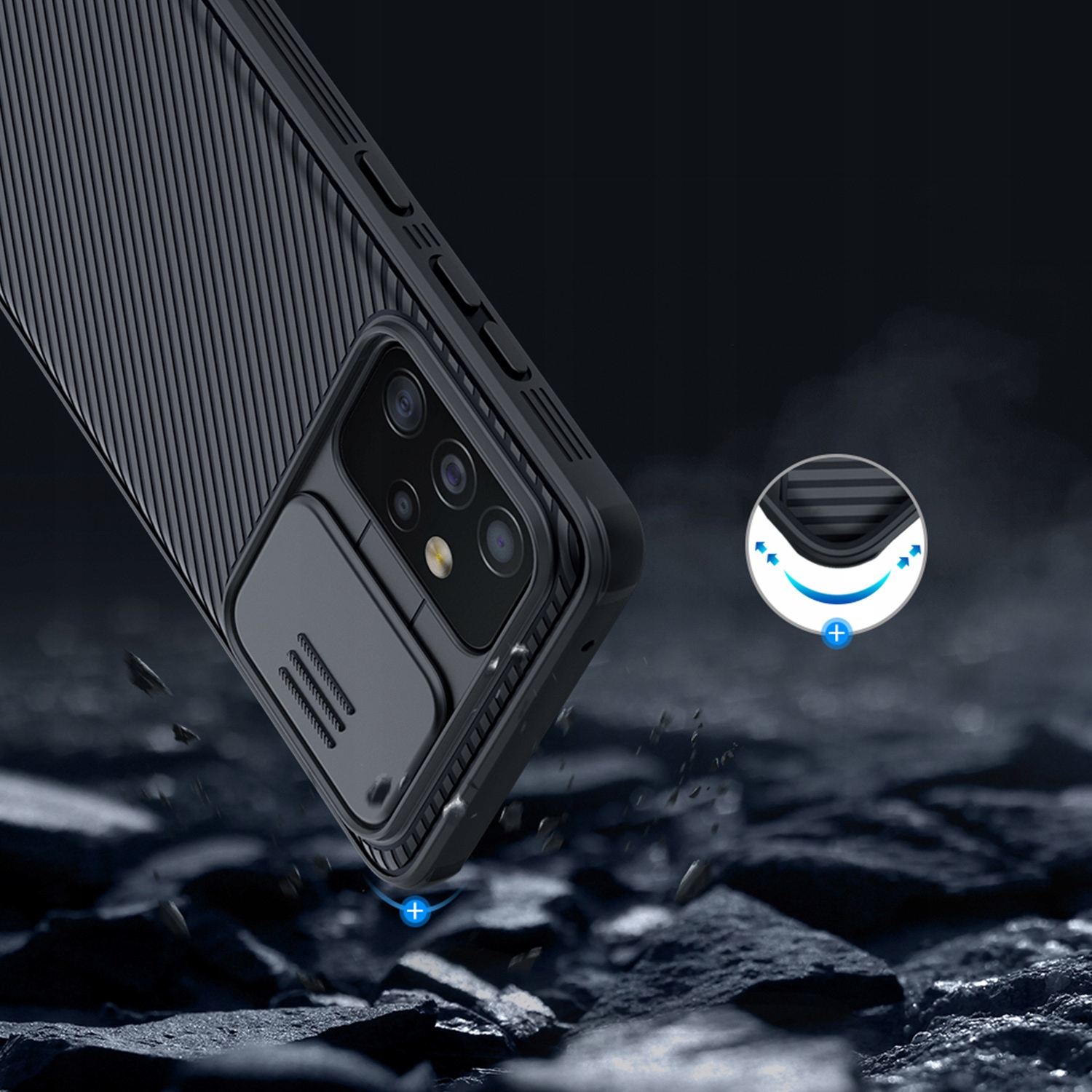 NILLKIN CAMSHIELD ETUI DO SAMSUNG A52 / 5G +SZKŁO Kolor czarny