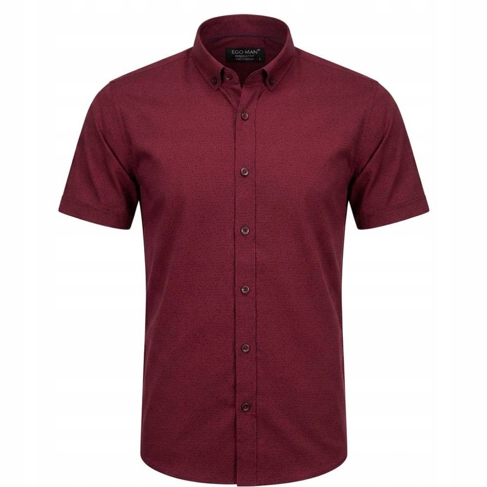 Ego Man košile pánská EKR238-6 regular fit krátký rukáv 3XL bordó