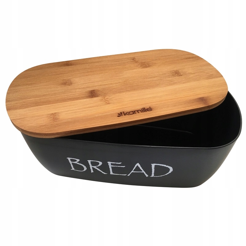 CHLEBAK POJEMNIK NA PIECZYWO DESKA BAMBUSOWA KAMILLE Kolor czarny
