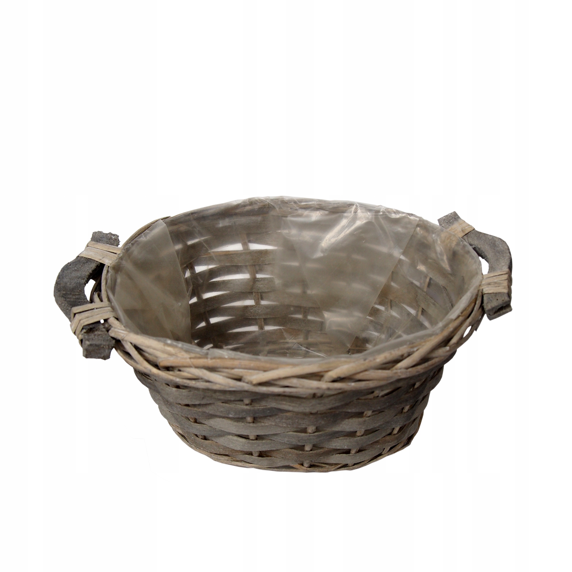 Szara owalna wiklinowa osłonka na doniczkę doniczka na kwiaty i zioła 22 cm Materiał wiklina