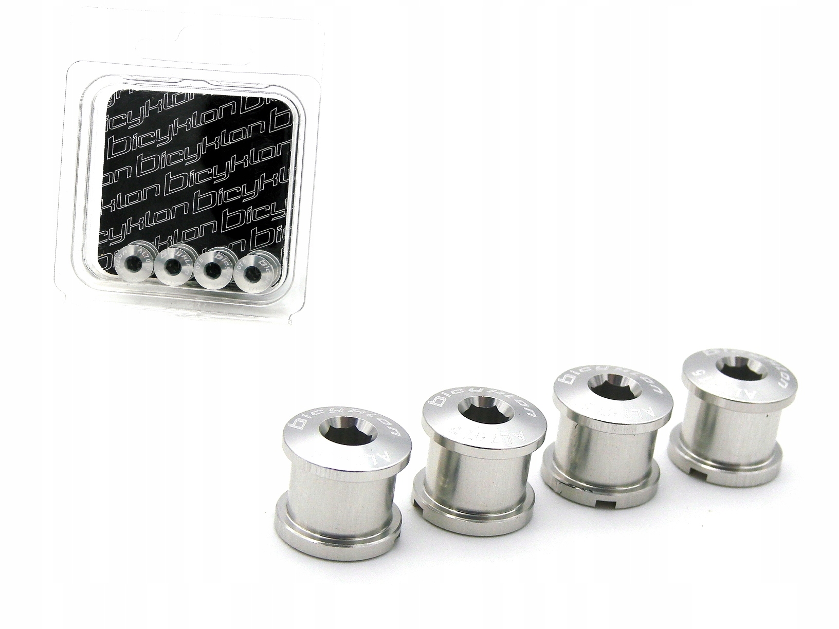 Śruby Z Kominami Do Montażu Zębatek Blatów Korby Bicyklon 4X Srebrne