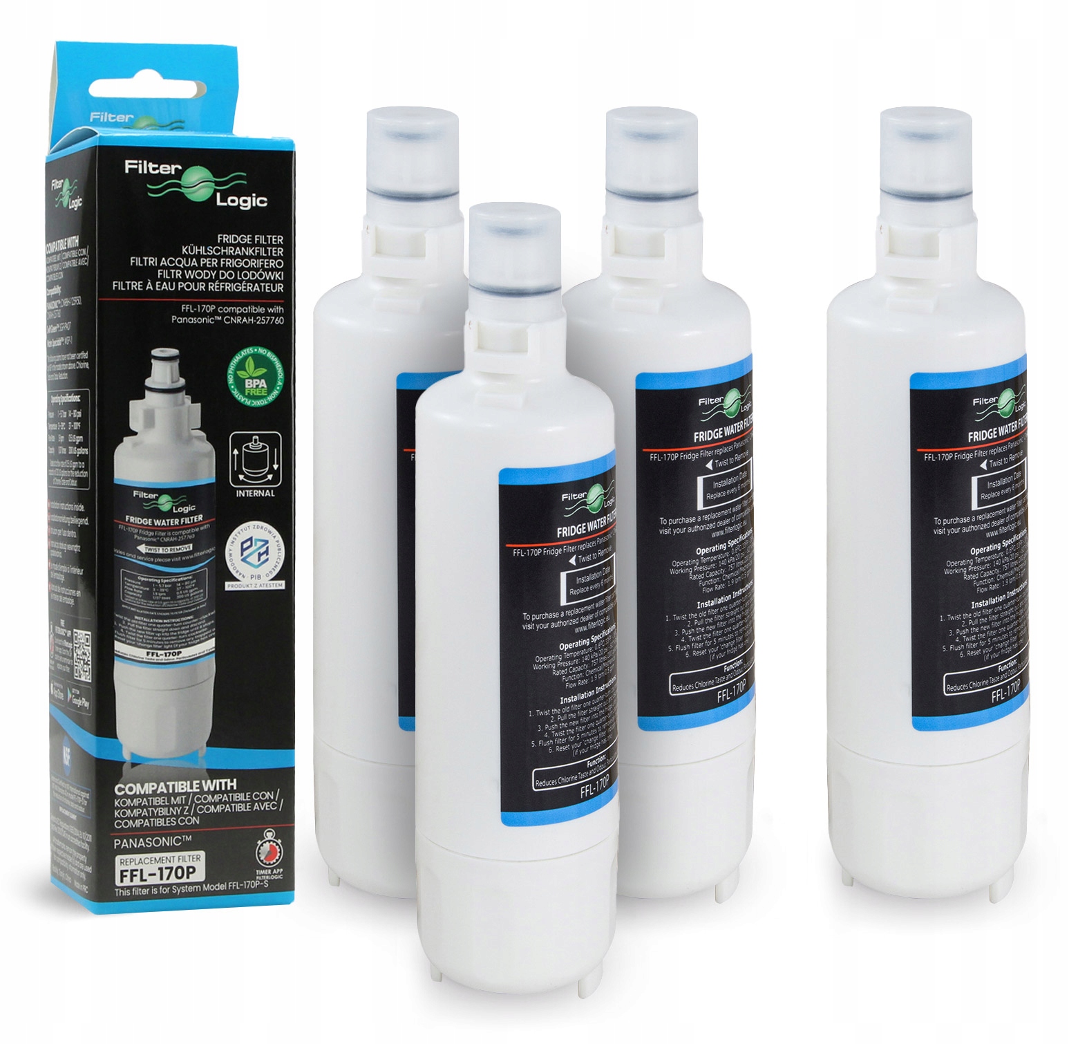 Filtr wody do lodówki FilterLogic FFL-170P Panasonic CNRAH-257760 3+1!