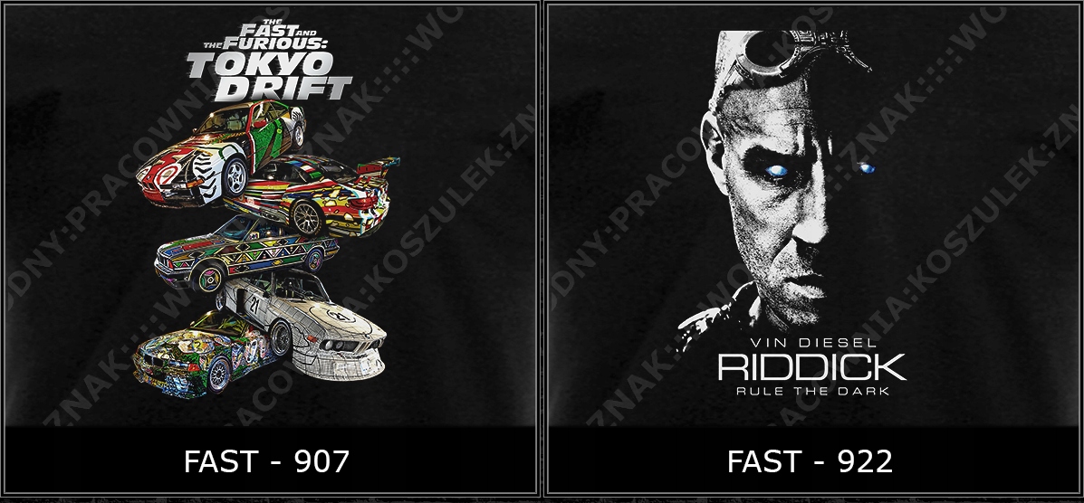 PODUSZKA fast & and furious fate auto moto 6 7 8 9 10 11 1 koszulka WZORY!! Rozmiar one size