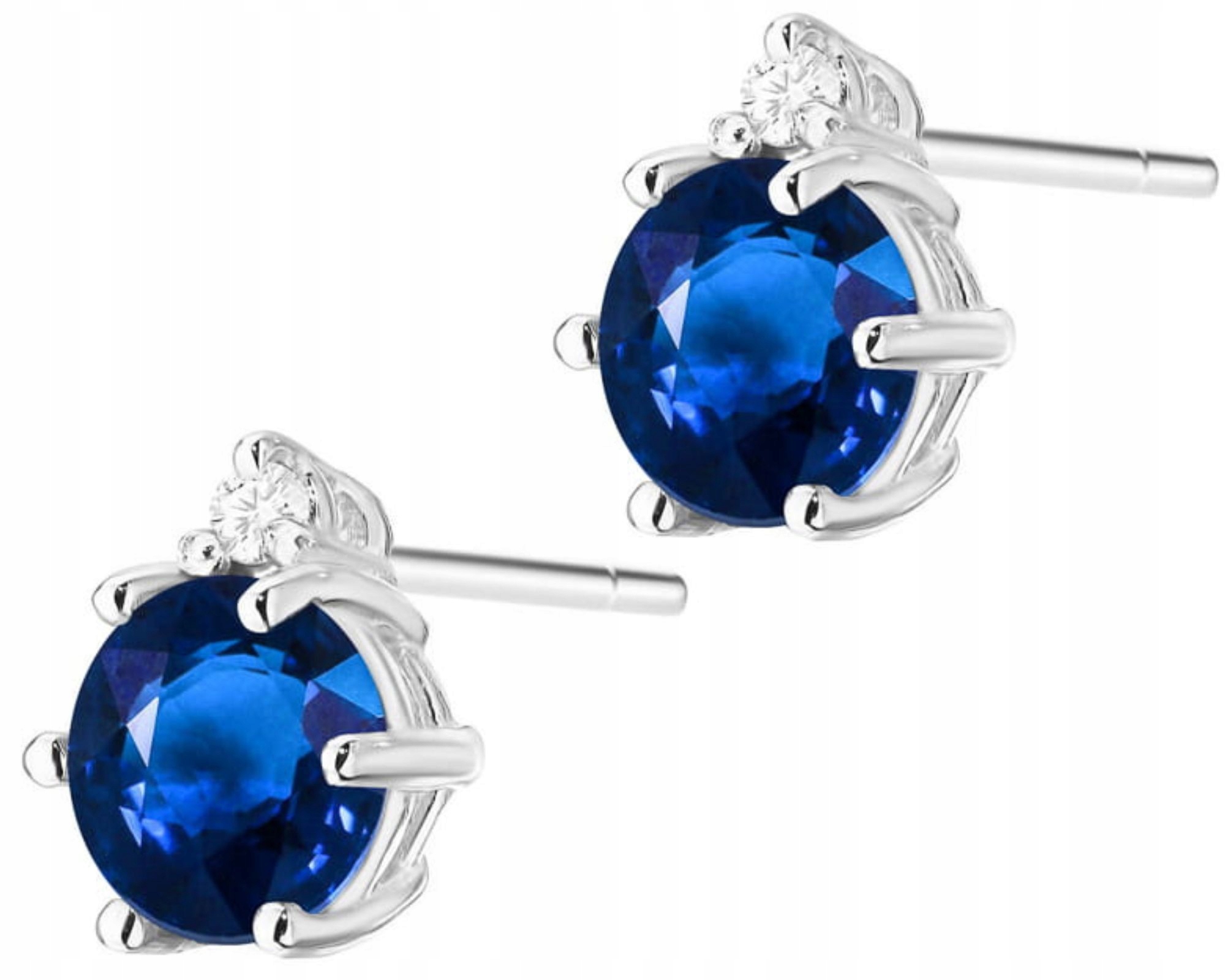 Bílé Zlato Náušnice Se Safíry A Diamanty 585