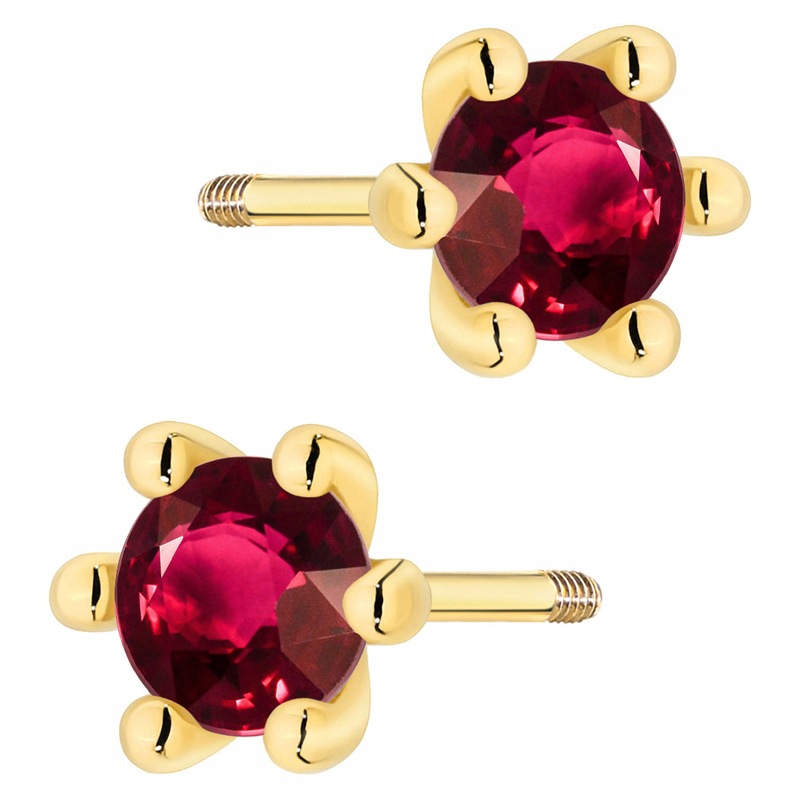 Zlaté Náušnice pr. 585 14k Klasické s jedním Rubínem 0,60ct