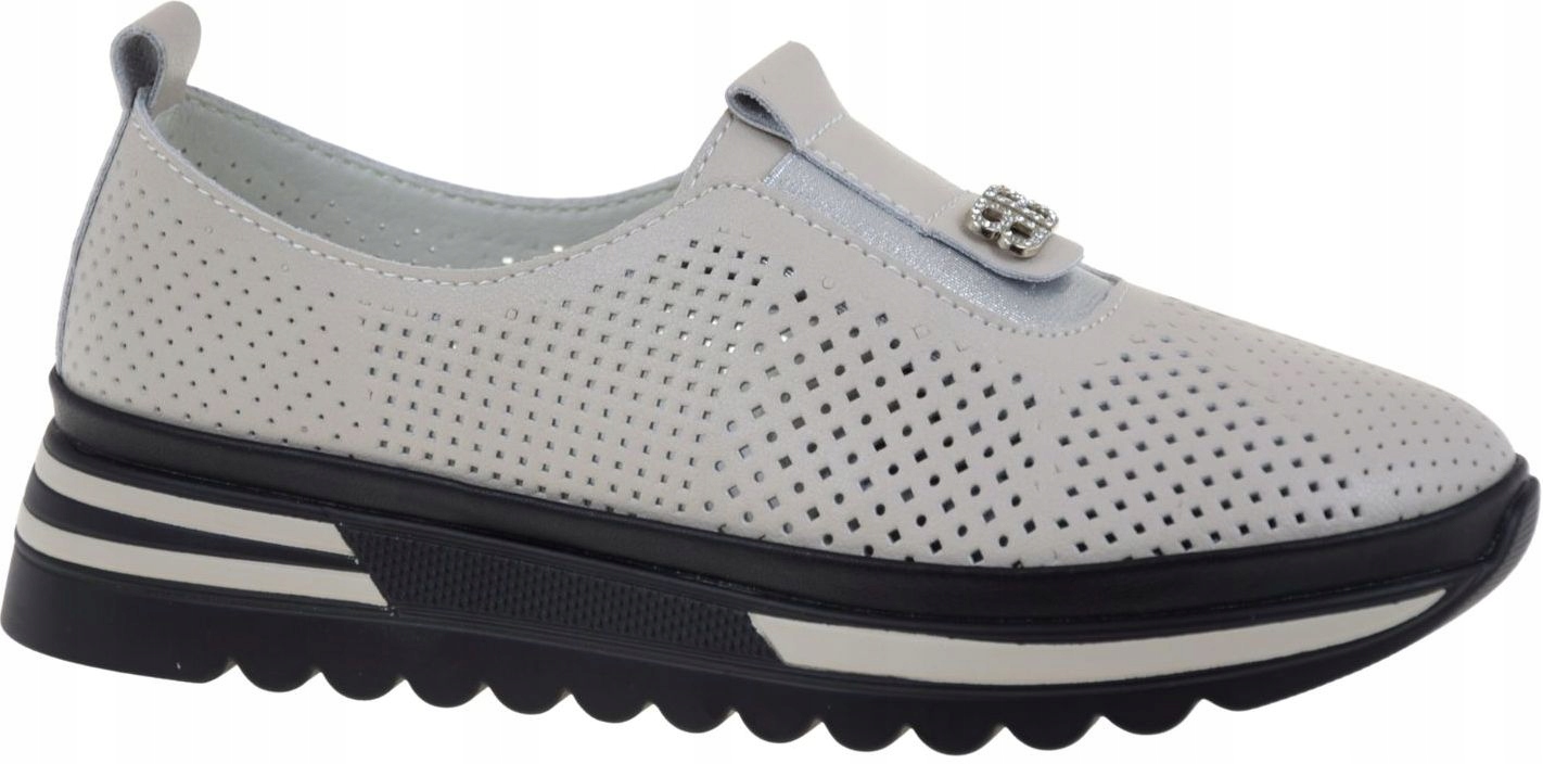 Dámské polobotky mokasíny béžové kožené ažurové S.barski LR61-7092 VEL.39