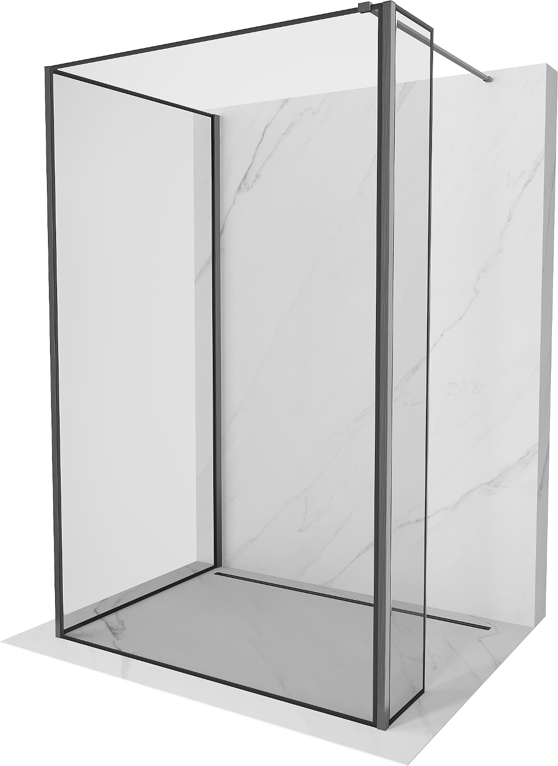 Mexen Kioto Ścianka Prysznicowa Walk-in 120x100x40 Gun Gray Szczotkowany