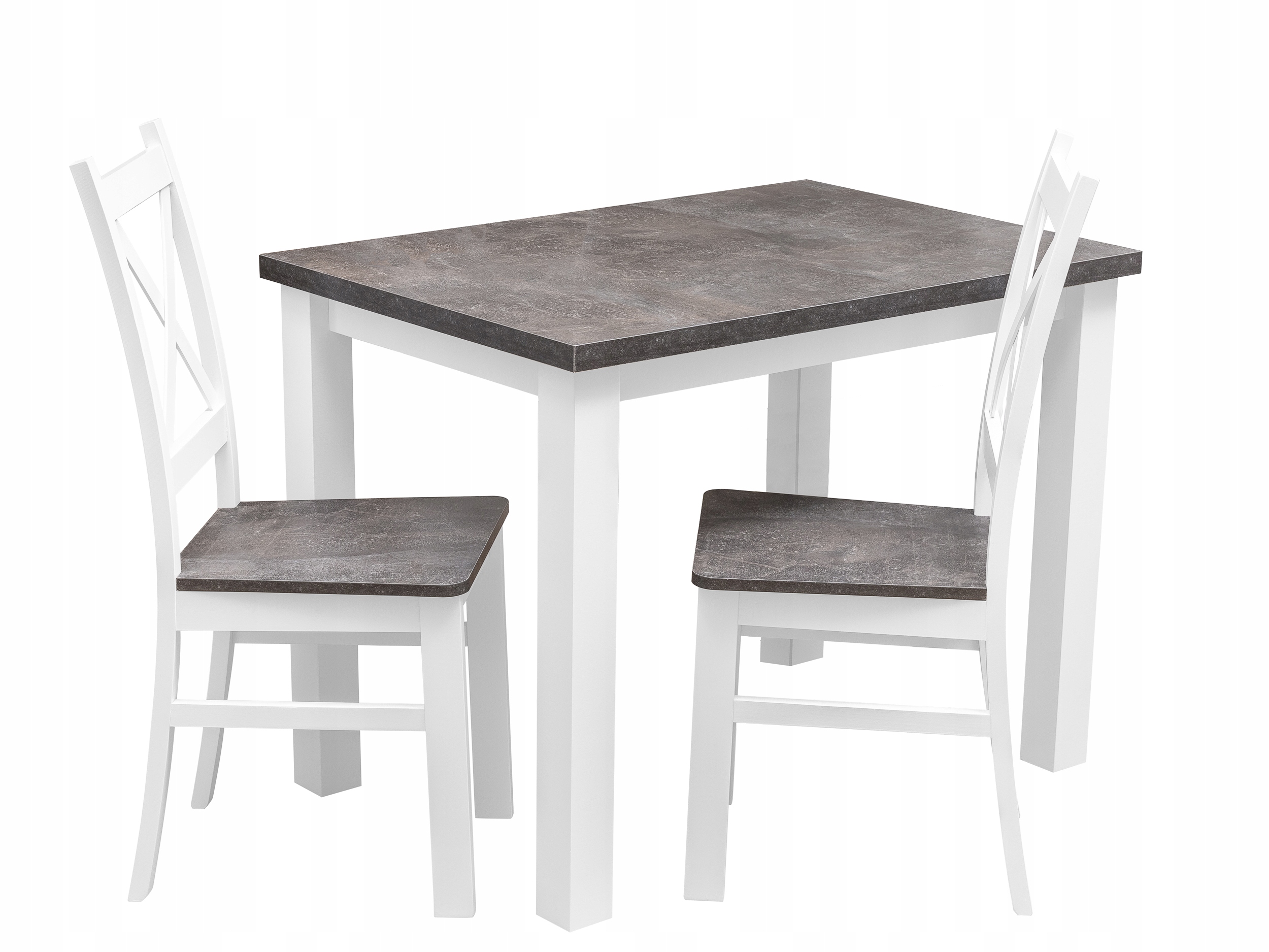 Pevný Kompaktní Industriální Stůl 100x70 2 Židle Z052-2 Bílá/betonová