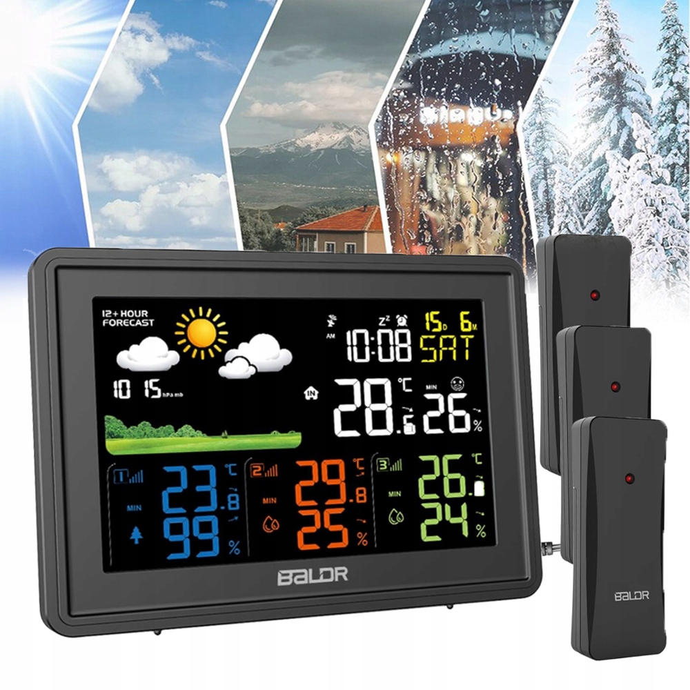 Domowa Stacja Pogodowa Pogody Baldr Barometr Higrometr Termometr 3CZUJNIK