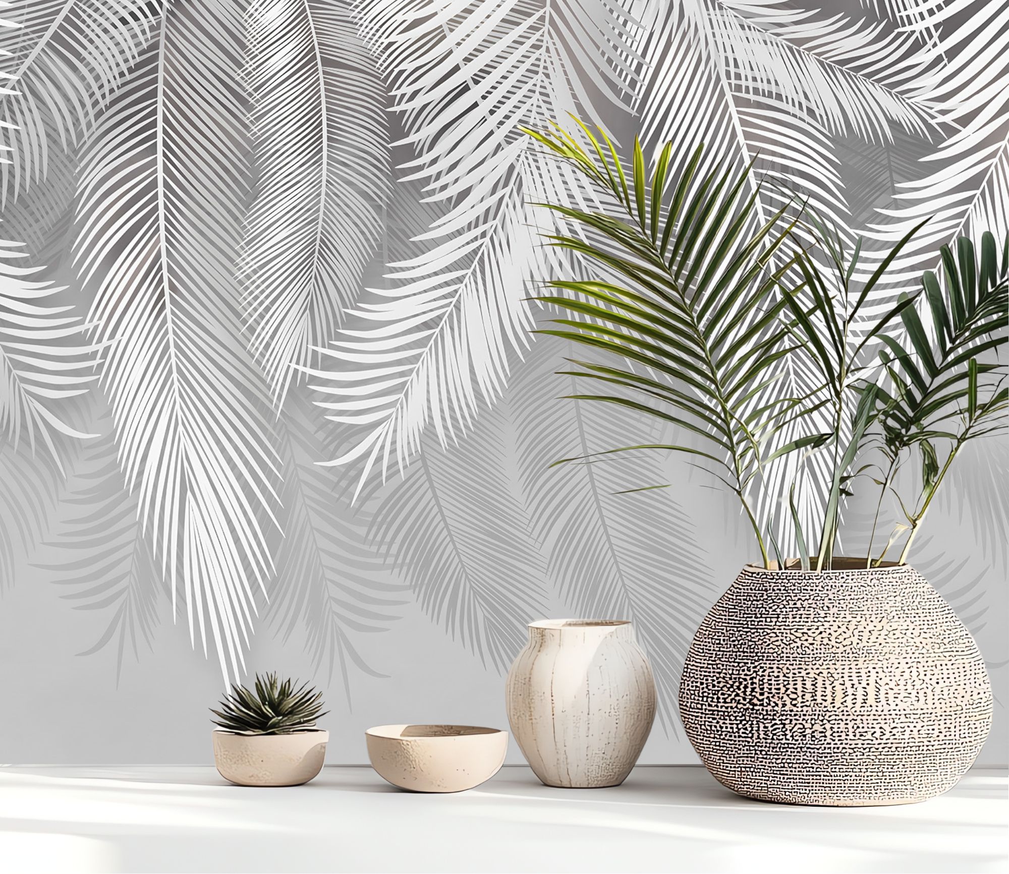 Tapeta Fototapeta Premium Perie Listy Šedá Moderná Stena 500x150