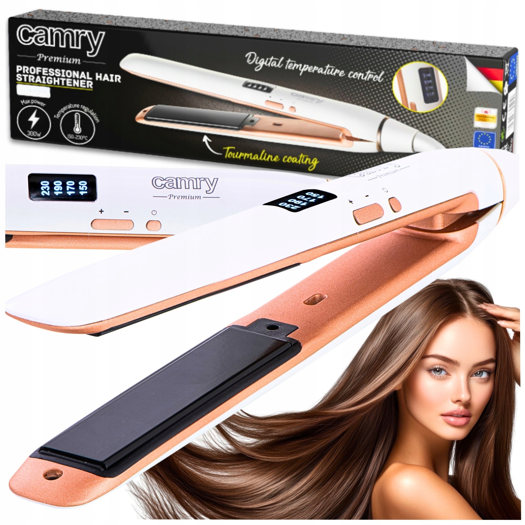 Prostownica Do Włosów Z Jonizacją Regulacja Temperatury Ceramiczna Premium