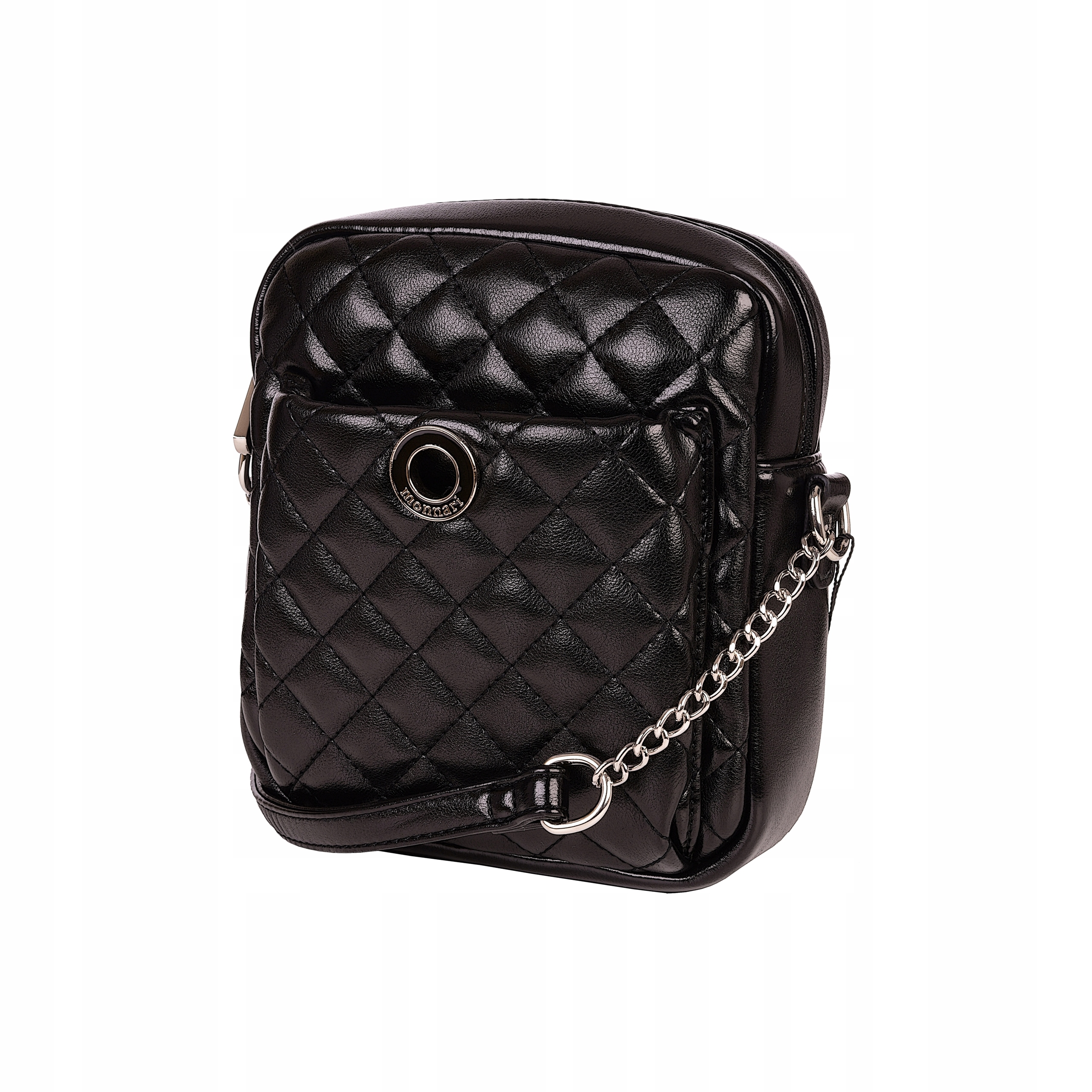 Torebka MONNARI Listonoszka Czarna Pikowana Logo Marka Monnari