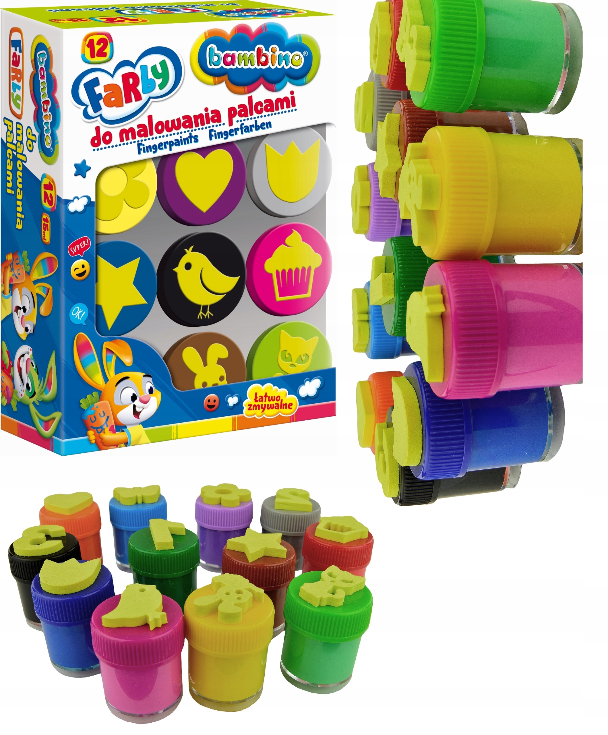 

Farby do Malowania Palcami 12 szt Bambino stemple