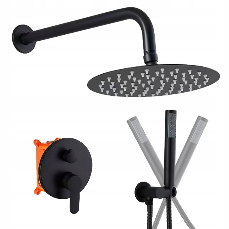 Podomietková Sprchová Súprava Čierna S Dažďovou Sprchou Slim Box