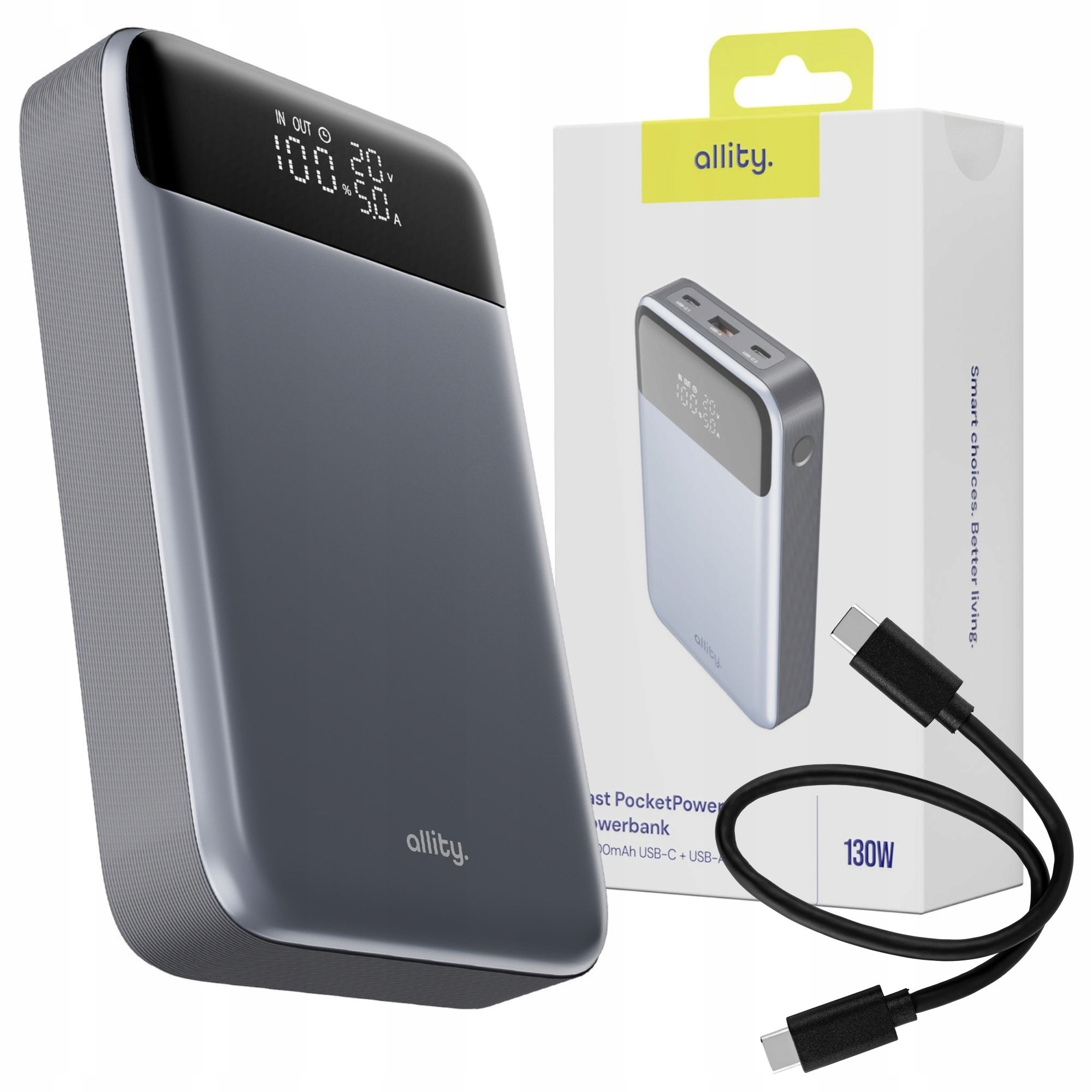 Powerbanka pre notebook Silná 130 W 19200 mAh Usb-c Rýchle Nabíjanie Kábel