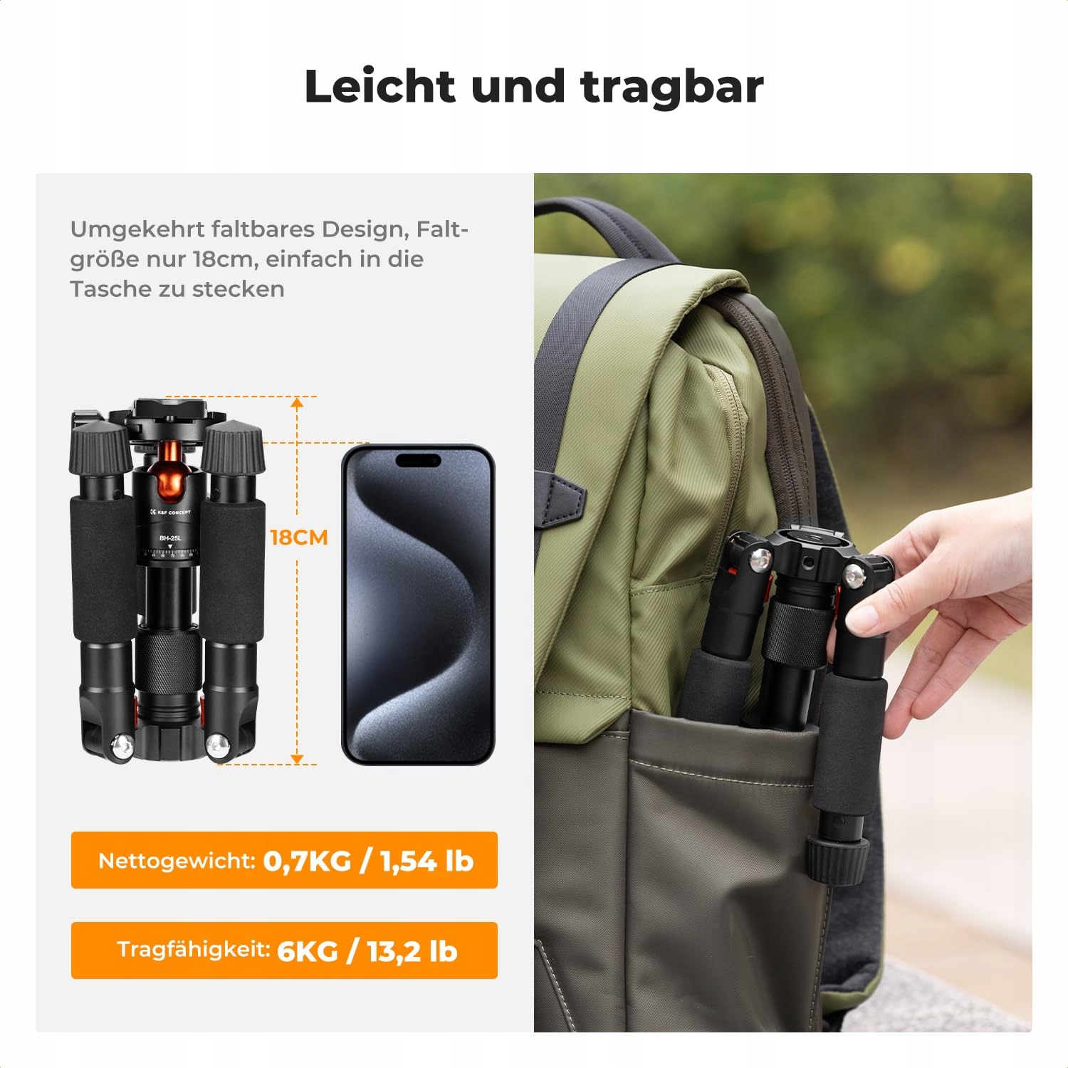 K&F CONCEPT Mini Statyw 360° Głowica, Max 6kg, do Canon Sony Nikon Fujifilm — miniatura 2